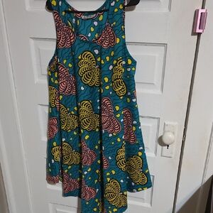 Girls Teal Floral-Pattern Casual Dress